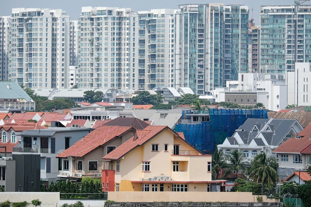 Singapore residential neighbourhood with mature trees